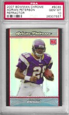 Adrian Peterson Rookie Card 2007 Bowman Chrome Refractor #BC65 PSA 10