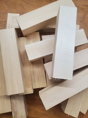 (50) 1 1/4 дюйма x 1 1/4 дюйма x 5 дюймов резьба по липе токарные деревянные блоки сушеные в печи  - Изображение 1 из 2