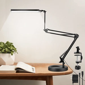 LED Desk Lamp with Clamp and round Base, 24W 102 LED Eye Caring Table Lamp with - Picture 1 of 8