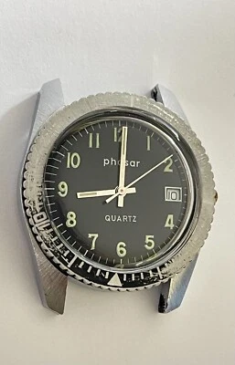 Винтажные дайверские часы Phasar ESA 944.111 SWISS 7 камней 5 атм водонепроницаемые 100% - Изображение 1 из 4