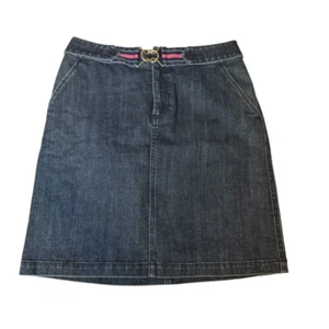 Falda vaquera Talbots Petites línea A elástica informal lavado oscuro cinturón incorporado talla 8 - Imagen 1 de 7