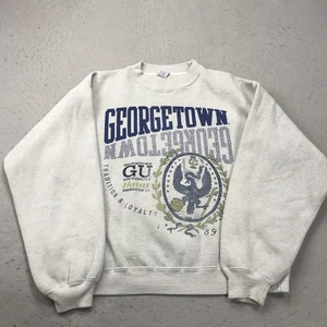 VINTAGE Georgetown Hoyas Sweatshirt Mens XL Gray Crewneck Fleece NCAA 90s - Picture 1 of 8