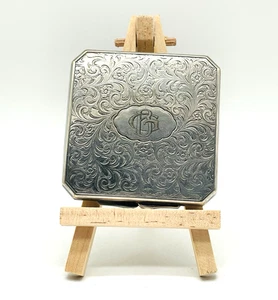 Tolles Jugendstil Schmink Etui Puder Dose Alpacca versilbert Make UP antik - Bild 1 von 22