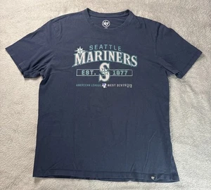 Seattle Mariners T Shirt Mens L Blue Baseball Club Short Sleeve '47 Brand Tee - Picture 1 of 4