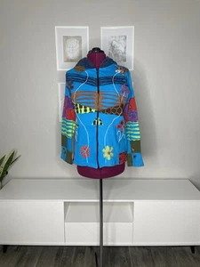Rising International Nepal Sudadera con Capucha Para Mujer XL Chaqueta Patchwork Flores Cremallera Completa - Imagen 1 de 6
