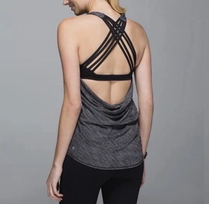 Lululemon Free To Be Wild sportliches Yoga Workout Tanktop Träger hinten offen schwarz - Bild 1 von 8