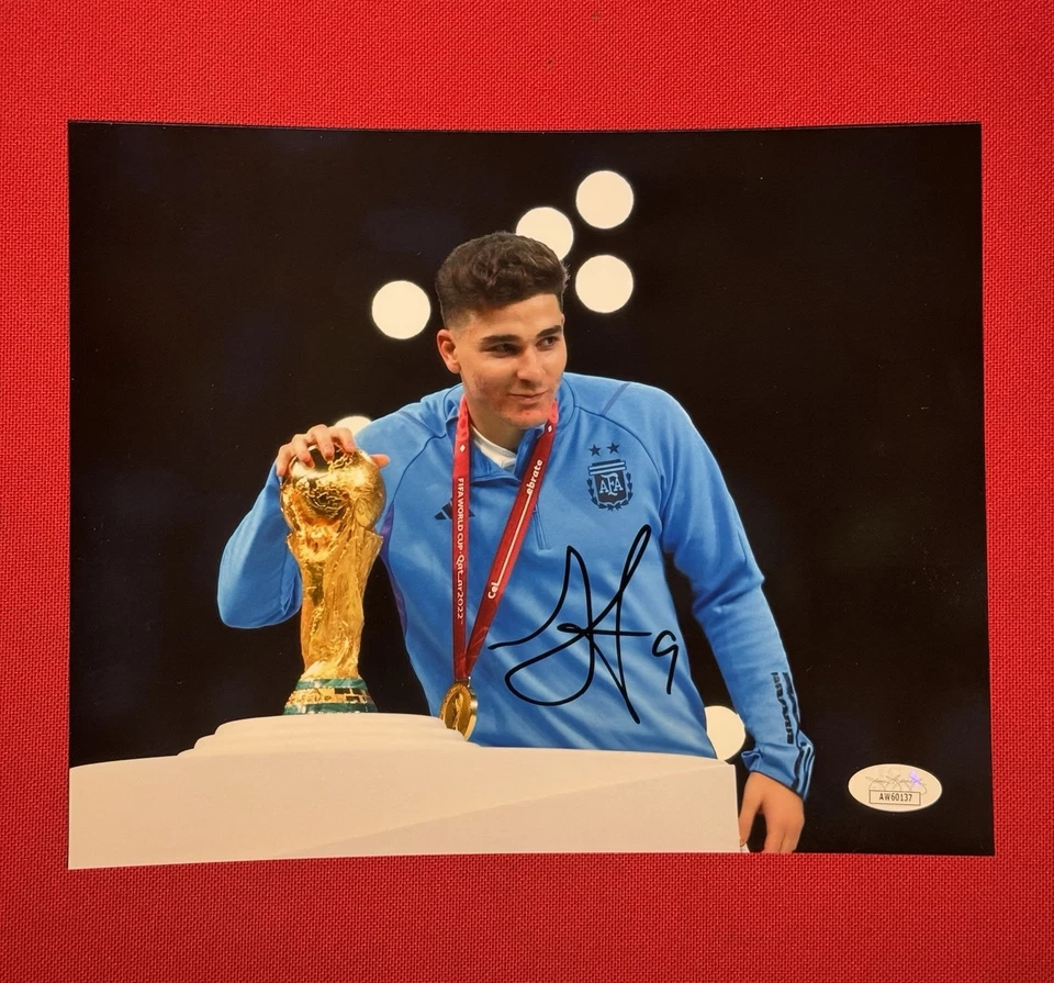 Julian Alvarez Argentina Autographed Signed 8x10 Photo. Jsa Coa - Image 1 of 1
