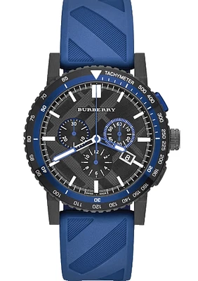 Brand New Burberry City BU9807 Chronograph Black Dial Dark Blue Band Men's  43mm - Image 1 of 3