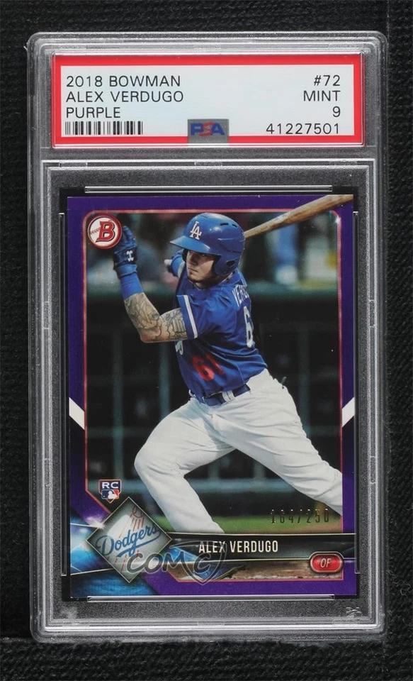 2018 Bowman Purple /250 Alex Verdugo #72 PSA 9 MINT Rookie RC - Image 1 of 2