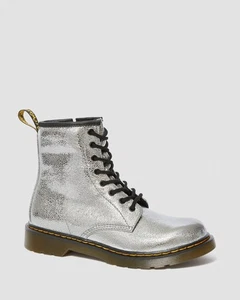 DR. MARTENS Youth 1460 Crinkle Metallic Boots Silver Women's Size 7 - Picture 1 of 9
