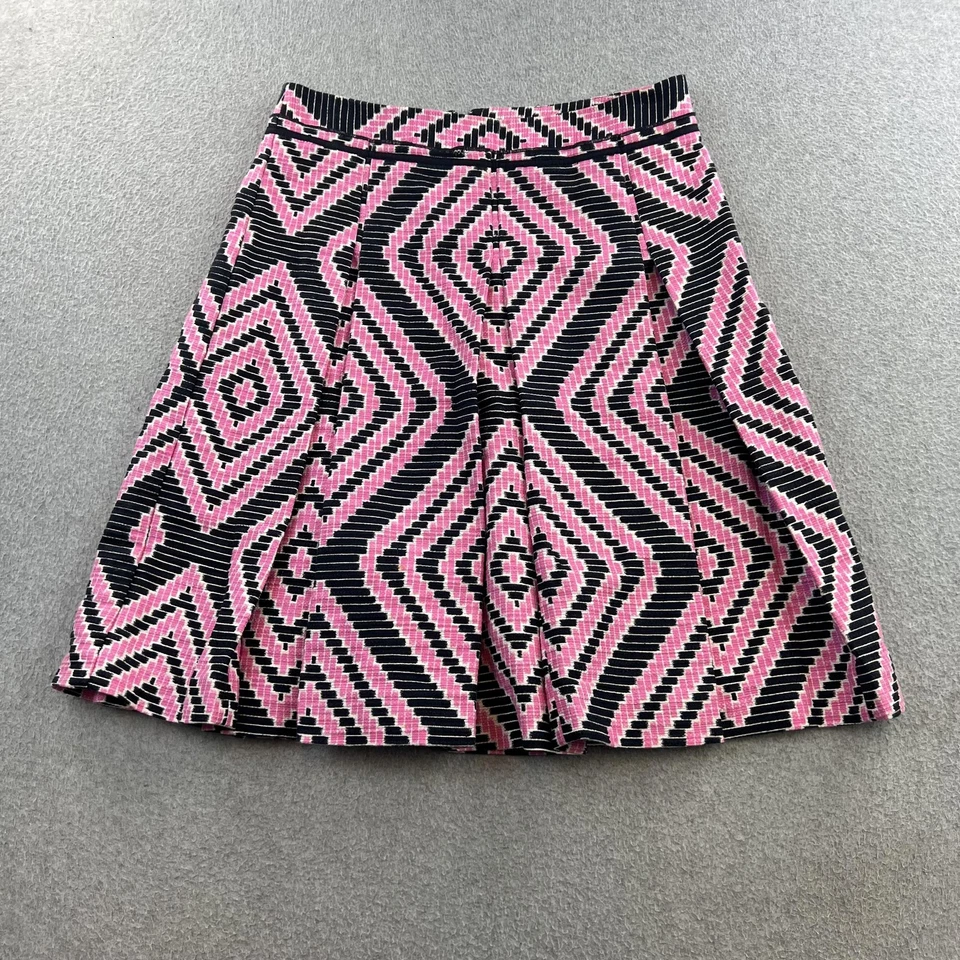 Falda Tory Burch Mujer 4 Rosa Negra Geométrica Línea A Algodón Lino Jacquard Foto 1 de 4