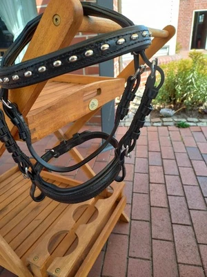 Fahrkopfstück ohne Scheuklappen  Leder Größe Mini-Shetty ,schwarz - Bild 1 von 2