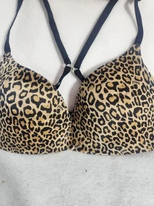 Victoria's Secret PINK V Neck Push Up Bra 36C Wear 2 Ways Leopard Print - Picture 1 of 7