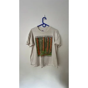 Vintage, single stitch, Off-white T-shirt ancient forest 1993, Large - Picture 1 of 7