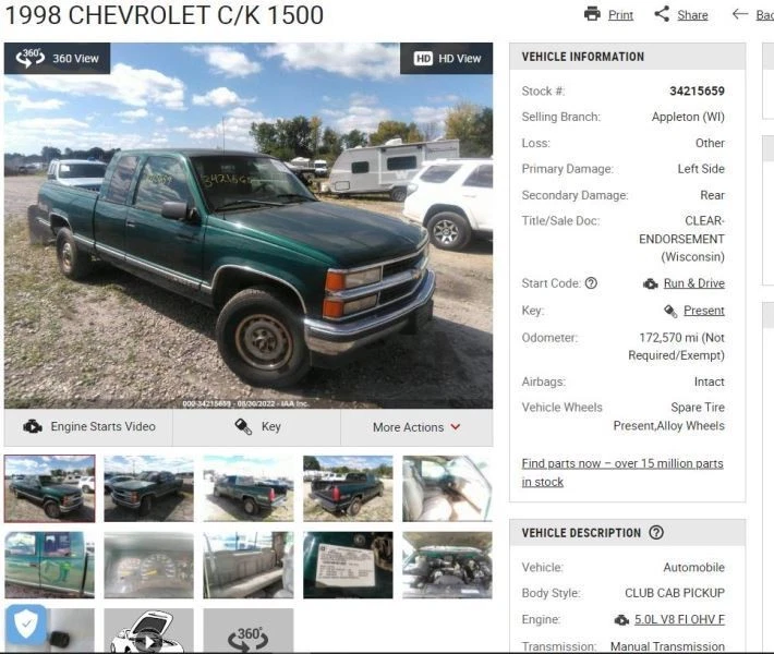 Driver Front Window Regulator Electric Fits 95-02 CHEVROLET 3500 PICKUP 3936282 Foto 1 de 4