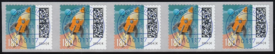 3874 Raketenpost 180 Cent sk 100er, 5er-Streifen UNGERADE Nummer ET-O VS Berlin - Bild 1 von 1