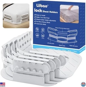 Fitted Sheet Holders with Anti-Break Straps, Heavy Duty, Universal Fit, White - Picture 1 of 6