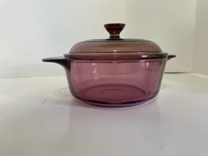 Pyrex Corning Ware Vision Ware 1174 Cranberry 1 quart Bowl and Lid - Picture 1 of 9