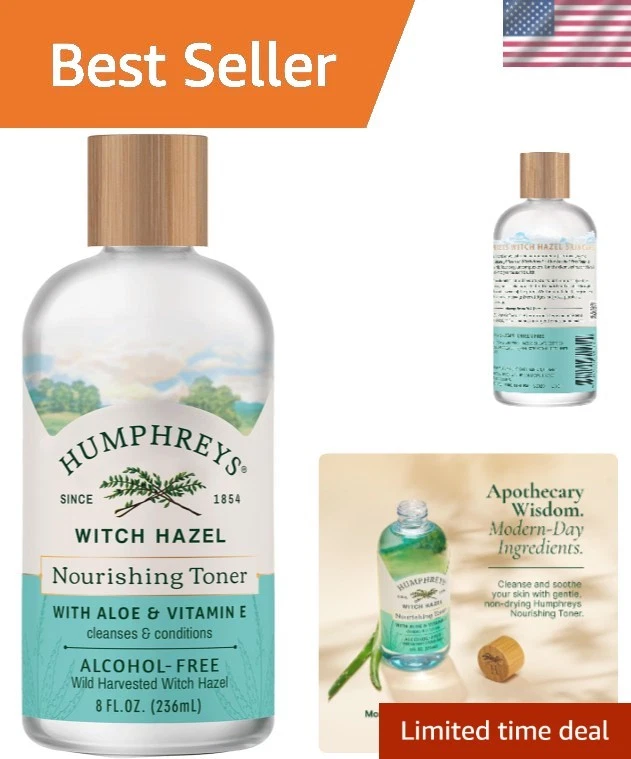 HUMPHREY'S Witch Hazel Alcohol Toner With Aloe Nourish 8 FL Oz (236 Ml)