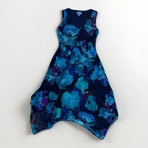 Simply Vera - Vera Wang Kleid blau lila geblümt High Low gefüttert - Gr. L - Bild 1 von 7