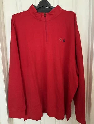 Polo Men’s 5X-BIG Ralph Lauren Big & Tall Luxury Jersey Quarter-Zip Pullover Red - Image 1 of 4
