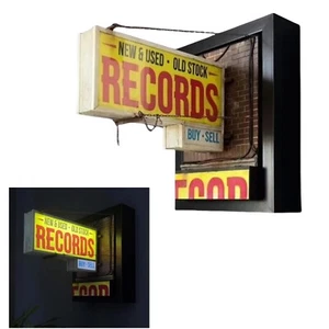Record Store Retro Wall Light, Vintage Vinyl Record Shop Marquee Sign Home Decor - Picture 1 of 6