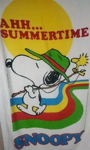Terry Towel Ahh Summertime Snoopy Woodstock Peanuts Beach Fishing Vacation * - Picture 1 of 13