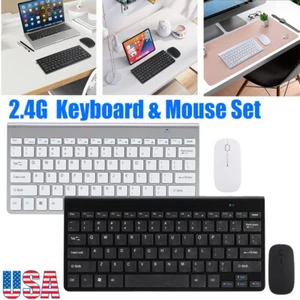 Ultrathin Mini Wireless Keyboard And Optical Mouse Combo Set 2.4G For PC Laptops - Picture 1 of 17