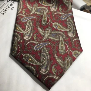 Stonehenge Men’s Necktie 100% Silk | Paisley’s | Burgundy & Green - Picture 1 of 3