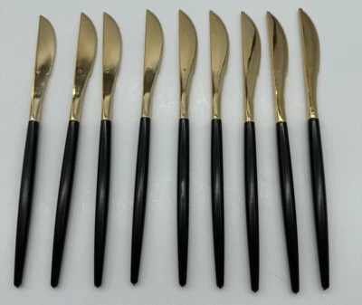Juego de cuchillos con mango dorado/negro desechables estilo elegante entretenimiento artículos de cena Foto 1 de 4