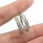 HAN 925 Sterling Silver Diamond-Imitation Hoop Earrings