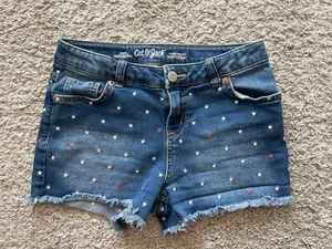 Cat & Jack | Denim Shorts with Red and White Stars | Size L 10/12 - Picture 1 of 4