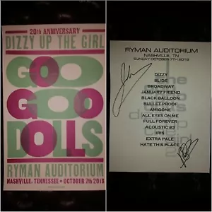 GOO GOO DOLLS Ryman HATCH SHOW PRINT & Signed Setlist Nashville 2018 Tour Poster - Picture 1 of 3