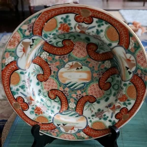 MUSEALE QUALITÄT CA 1850 HANDBEMALTE JAPANISCHE IMARI NAGASAKI TIEFE SUPPENSCHÜSSEL - Bild 1 von 12