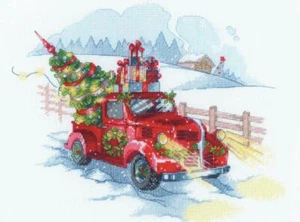 DIY Riolis To the Holidays Truck Christmas Eve Counted Cross Stitch Kit 13x10 - Picture 1 of 3