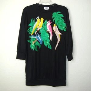 Bridge Gate Tropical Birds Sequins Applique 3/4 Sleeve Tunic Top* Size L - Picture 1 of 7