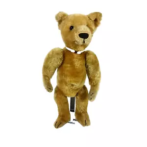 Antiker idealer Mohair Buckel Teddybär vollgelenkig Glasaugen hellbraun - Bild 1 von 10