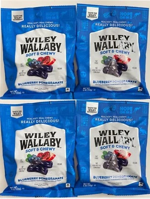 4x Bags Wiley Wallaby Soft & Chewy Blueberry Pomegranate Gourmet Licorice 4oz - Image 1 of 4