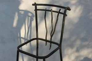Hand-Forged Wrought Iron Bar Chair Frame - Picture 1 of 9