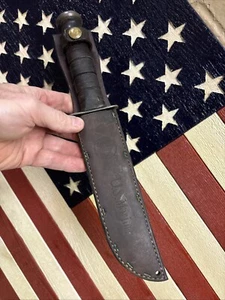 EARLY WW2 USMC KA-BAR FIGHTING KNIFE w SHEATH-US MARINE CORP Olean NY. - Picture 1 of 21
