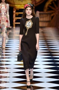 DOLCE & GABBANA- 2016 Black Mirror Fairy Tale Dress, Size 2 - Picture 1 of 8
