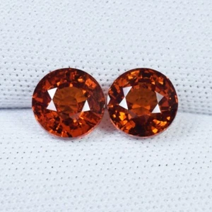 Coppia Tonda 4,53 Cts GIT" Best Luster Coca Arancio Rosso Granato Spessartite Naturale - Foto 1 di 3