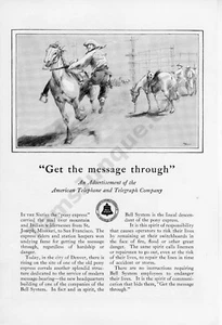 1928 AT&T Bell System Telephone Original Magazine Ad Pony Express Art - Picture 1 of 1