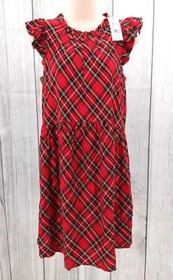 Vineyard Vines Dress Womens 4 Red Tartan Plaid Ruffle Tiered Holiday Christmas - Image 1 of 4