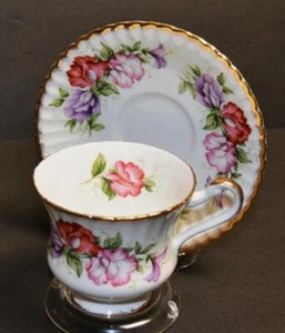 Vintage Paragon England China rosa SÜSSE ERBSENBLUMEN Muster #F54B Set Tasse & Untertasse - Bild 1 von 4