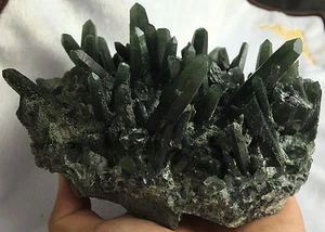 1750g New Rare NATURAL skeletal Elestial Green QUARTZ Crystal Cluster Specimen - Picture 1 of 9