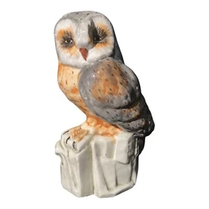 ITALIAN MAJOLICA CERAMIC BARN OWL ON PERCH 105/33 - Picture 1 of 12