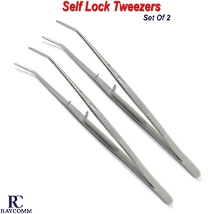 Dental Self Locking Tweezers Surgical Cotton Dressing Serrated Tip Tissue Pliers - Imagen 1 de 6