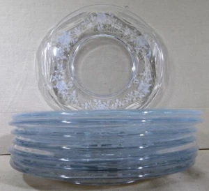 7 Fostoria Willowmere Etched Rose Elegant Glass Crystal Salad Plates 7.5 Inch - Picture 1 of 6