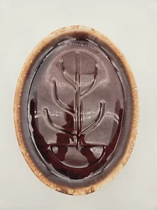 McCoy Tree of Life 13" Brown Glaze Drip Meat Serving Platter Tray Vintage - Picture 1 of 9